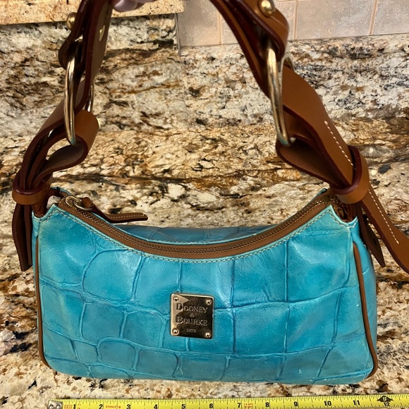 Dooney & Bourke Blue Croc-Embossed Shoulder Bag - Picture 4 of 7